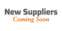 New suppliers text in grey with orange coming soon text on white background