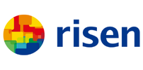 Risen logo multicoloured circle to the left of blue letters spelling Risen Energy solar panels