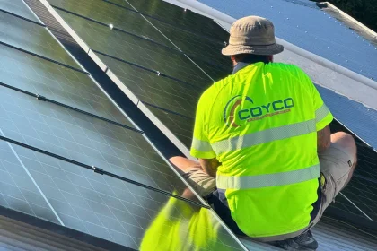 Coyco Rockingham Electrician installing solar panels on a roof