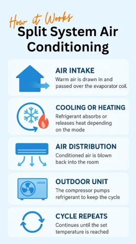 Infographic on how split system air conditioning works